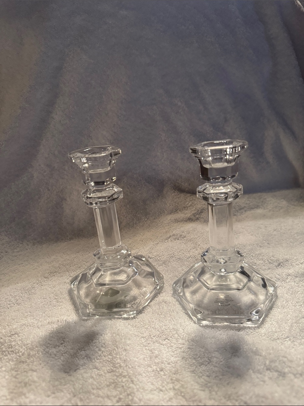 Shannon Clear Glass Hexagonal Candle Holders - Set of 2